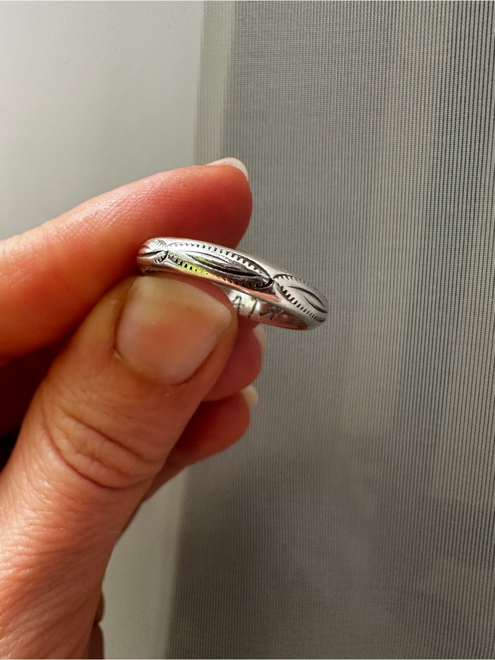 Sterling Silver Southwest Style Etched Band a Accessory Ring - size 6